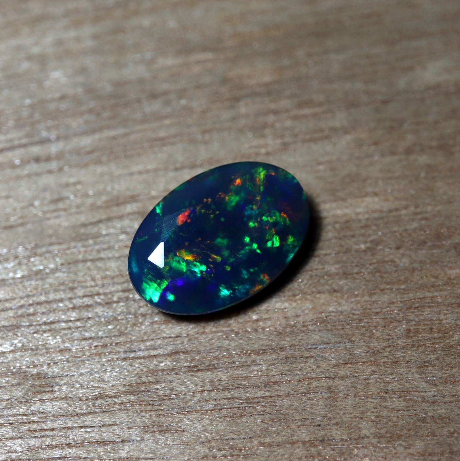 3.5Ct Real Ethiopian Smoked Black Opal AAAA Faceted Oval Rainbow Fire 16×10.8MM