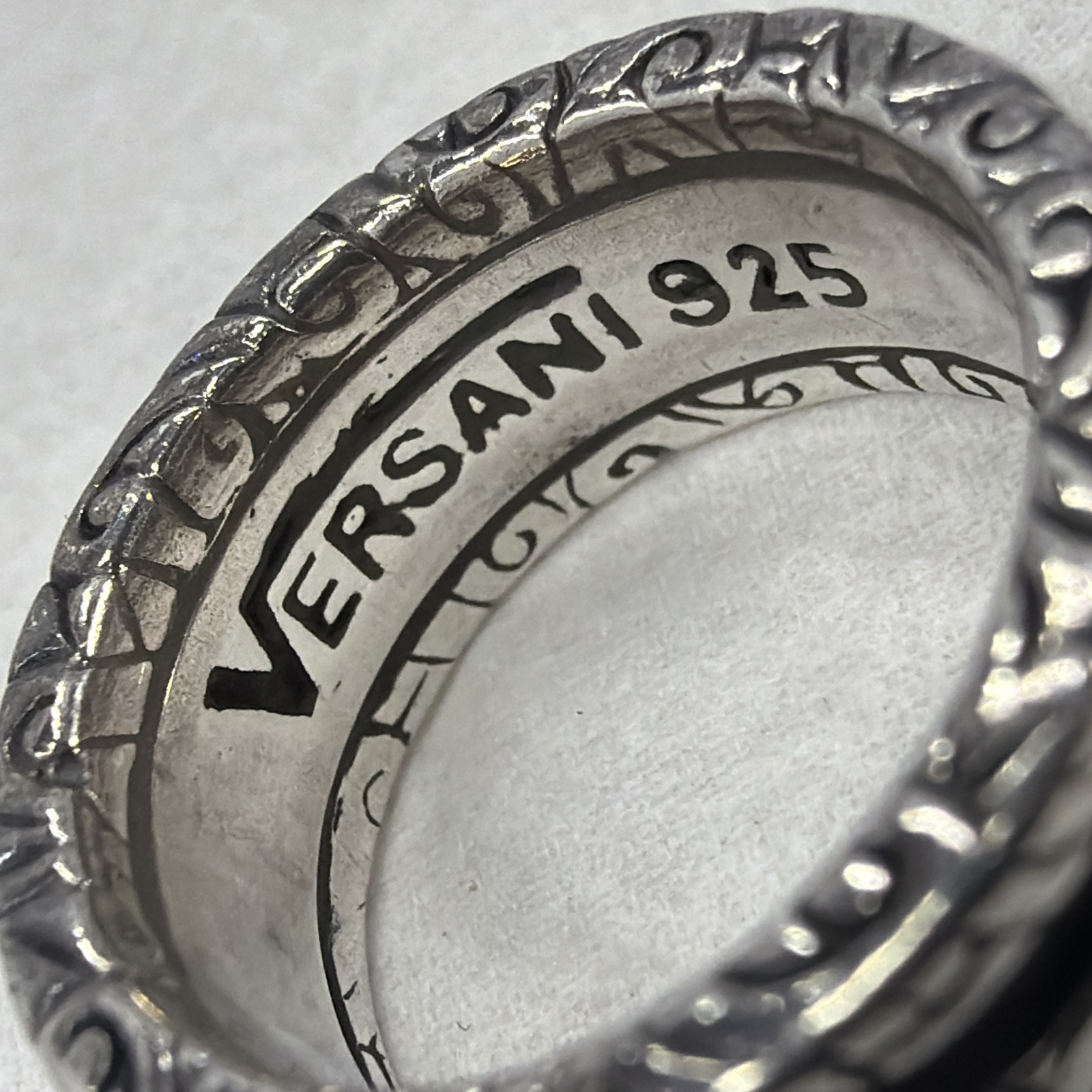 Versani Sterling Silver 925 KeyDesign Two Row 8.7MM Size 5.5 Oxadized Ring Band