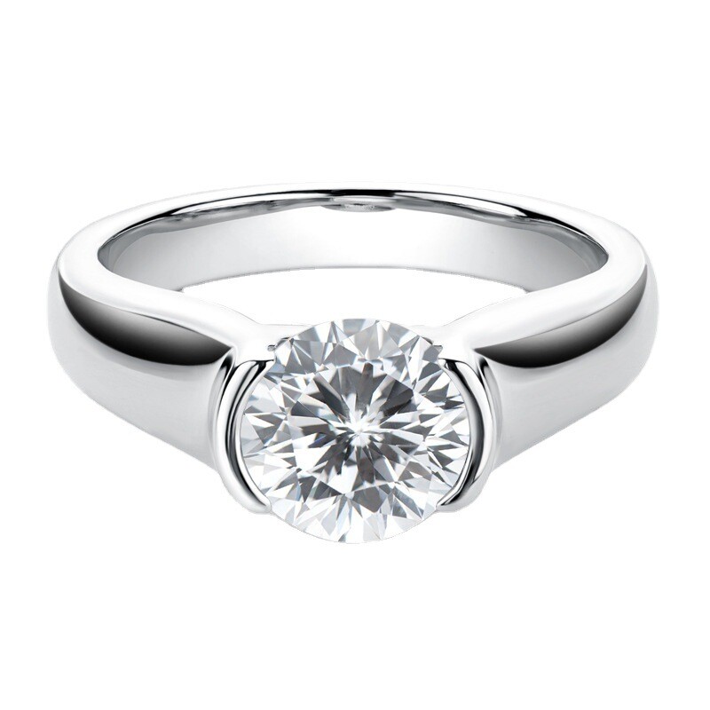 GRA Certificated Real 2CT Moissanite Diamond Wedding Sterling Silver Ring R9