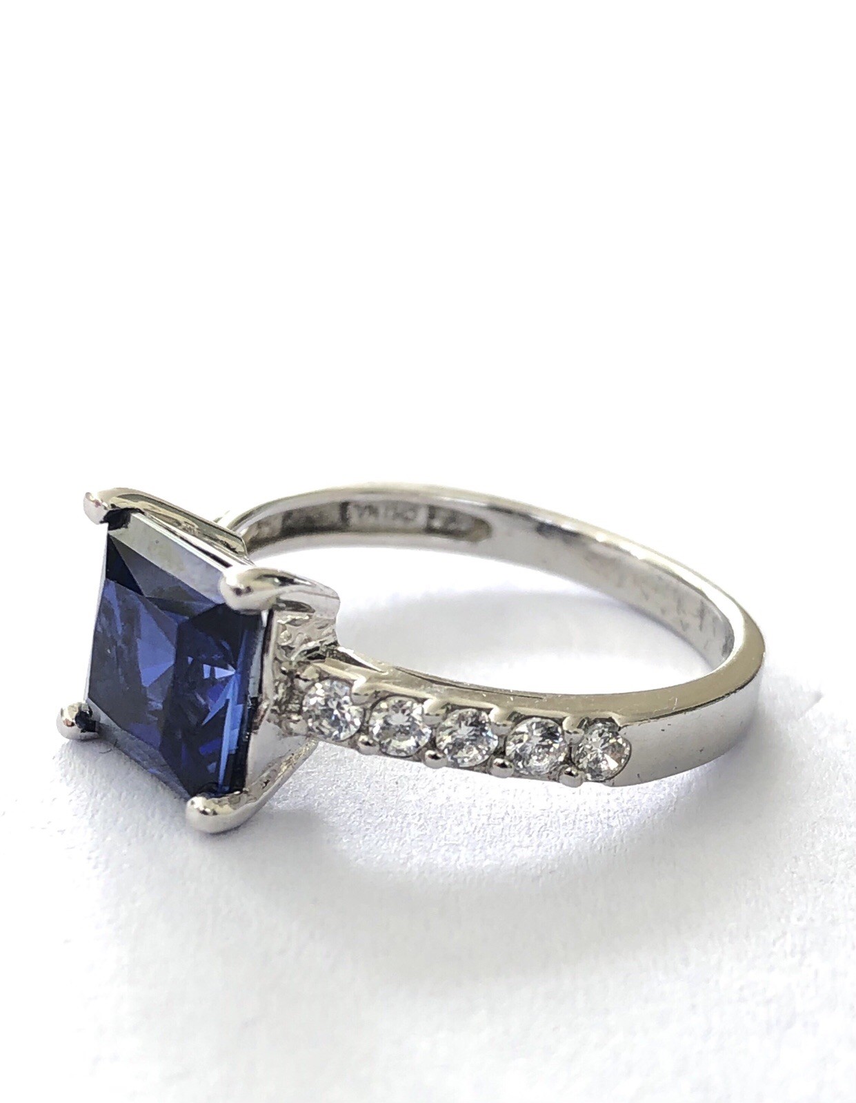 Sterling Silver Ring And Blue Stone Ring Size 8.25