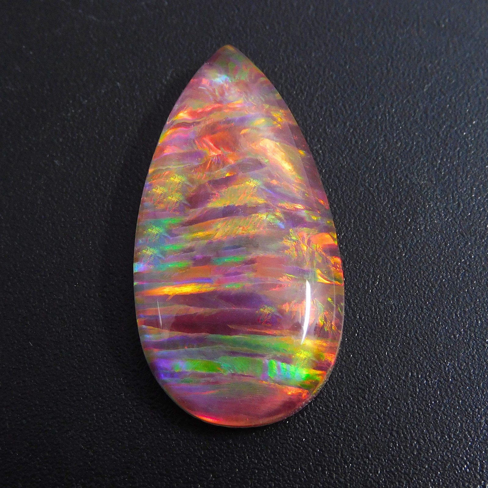 A+ Natural Boulder Fire Opal 12.10 Ct CERTIFIED Pear Cut Loose Gemstone-W