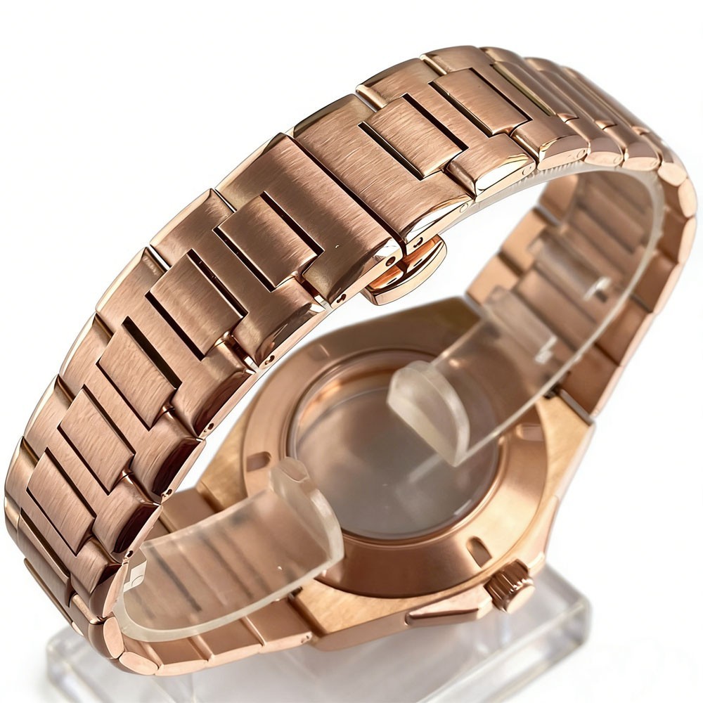 20ATM Tandorio 40mm Sapphire Dive Watch Case Set Rose Gold Fit NH35 NH36 NH38