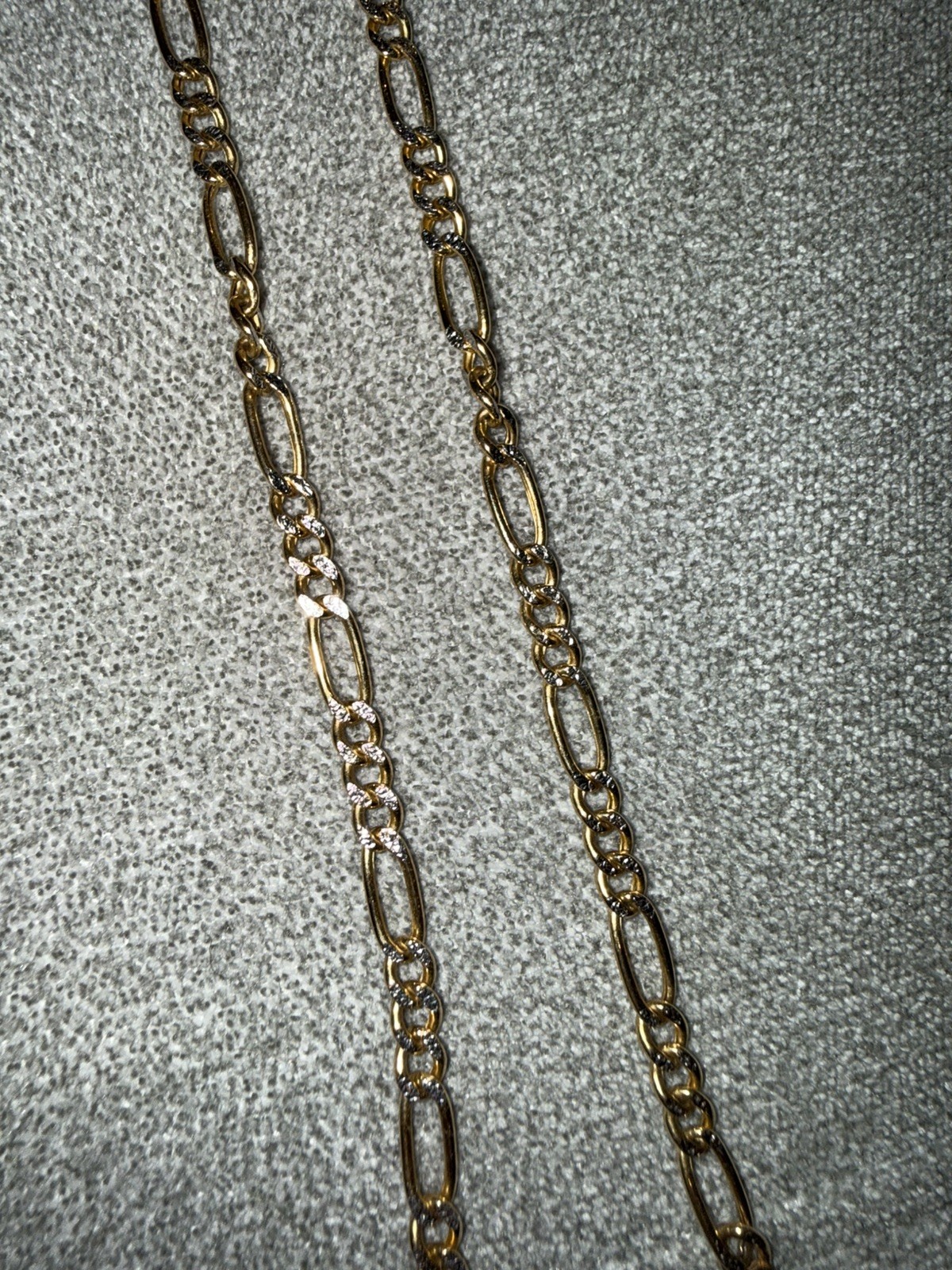 3.9mm Diamond Cut Figaro Chain In Hollow 14K Two-Tone Gold 22”