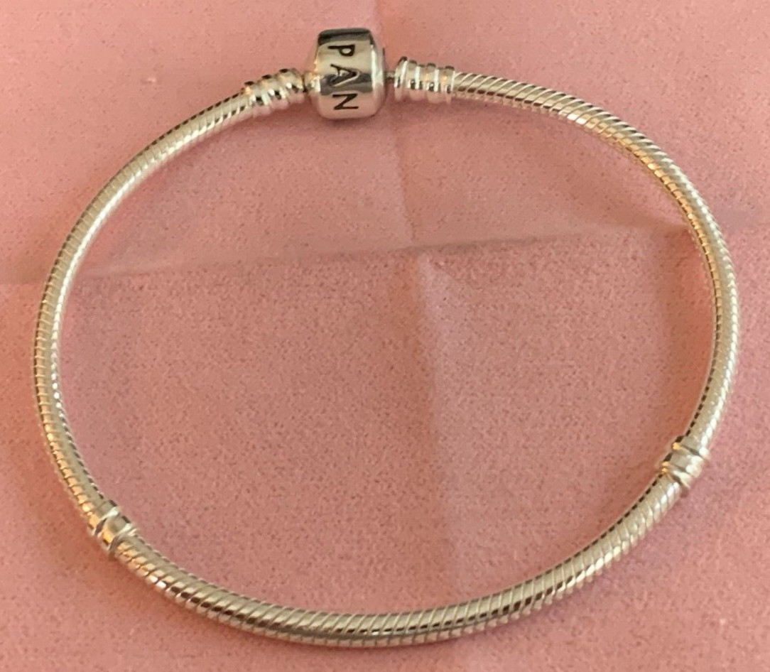 Authentic Pandora Silver Barrell clasp snake chain Bracelet 7.9″ 590702HV-20 NEW
