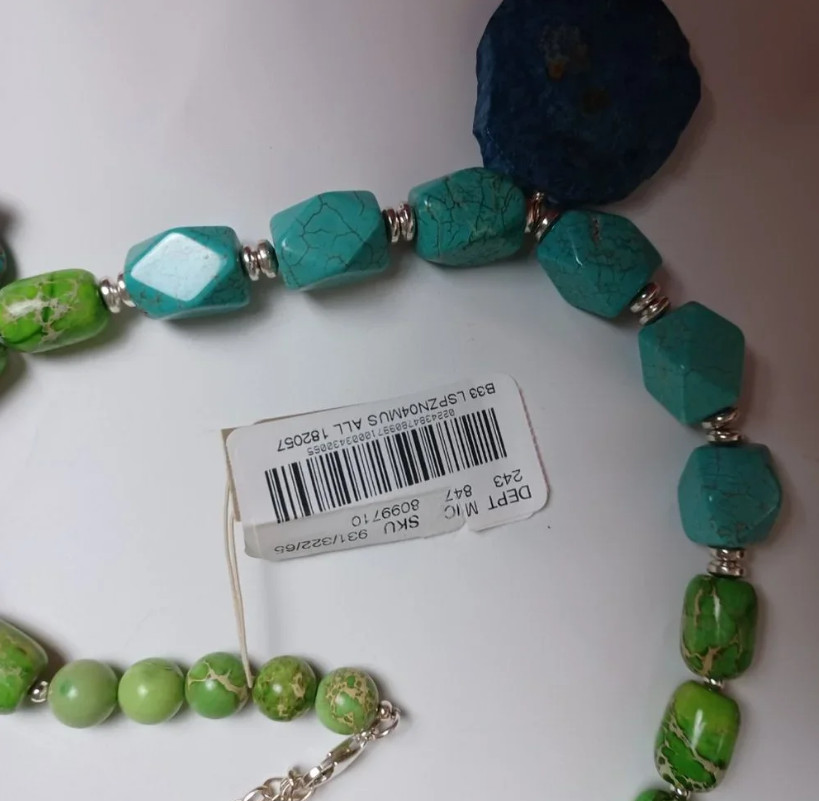 Barse Lime & Turquoise Blue Statement Necklace and Turquoise Slab Earrings