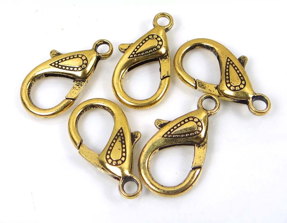 30x17mm X- Large Antique Gold Pewter Lobster Claw Clasps (4)