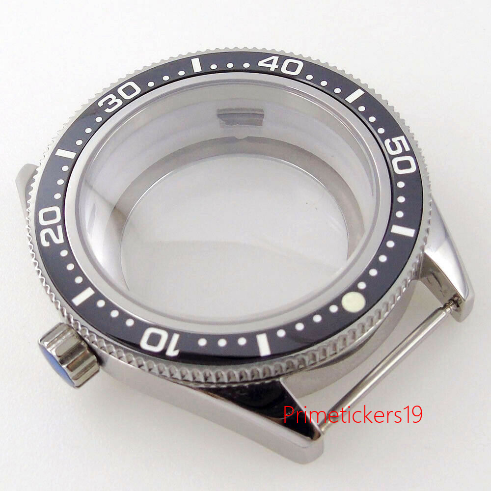 42mm Watch Case Sapphire Glass Fit NH35 ETA2824 PT5000 Glass Back Ceramic Bezel