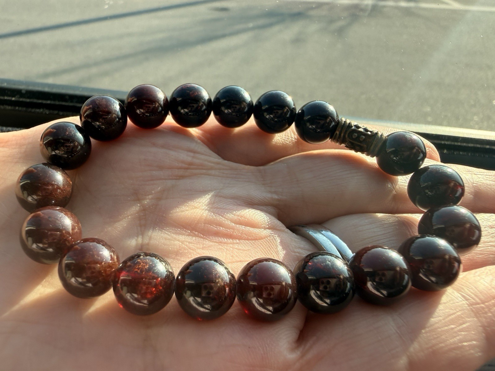 Almandine Garnet -deep red/burgundy hue translucent 8mm Bead Bracelet