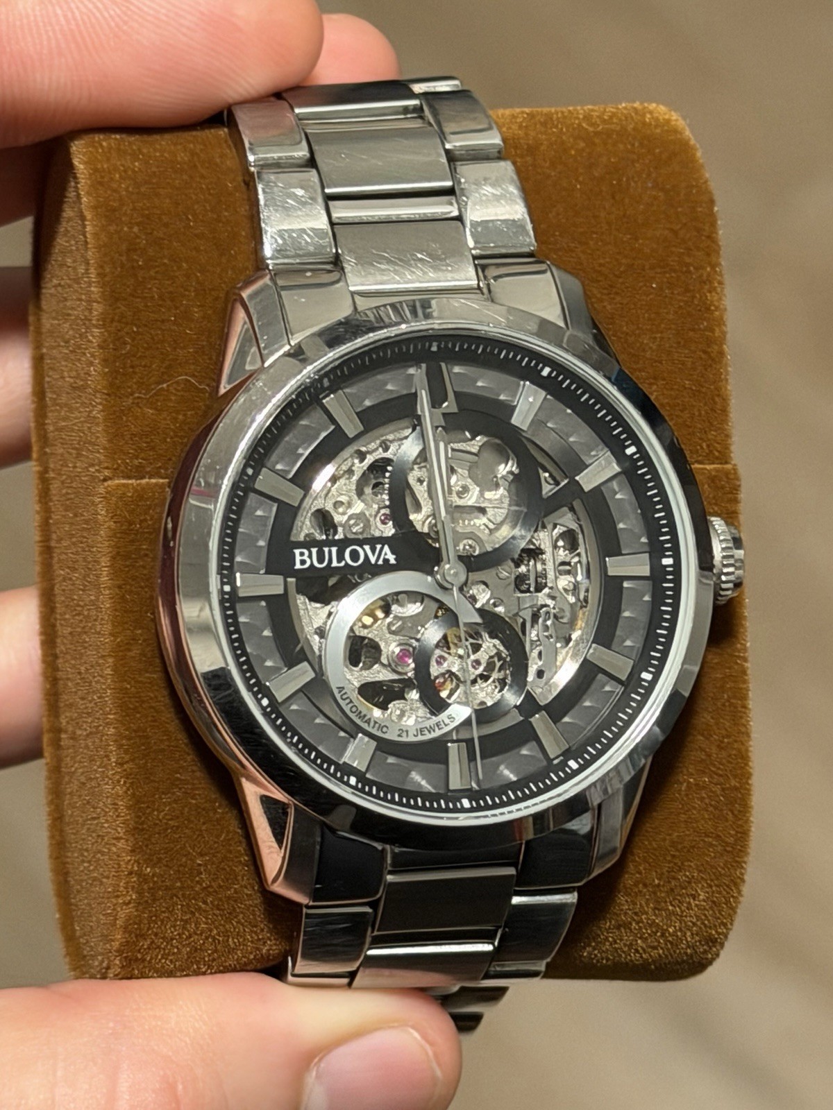 Bulova Men’s Automatic Skeleton Dial Steel & Sutton Silver and Gold Watches (2)