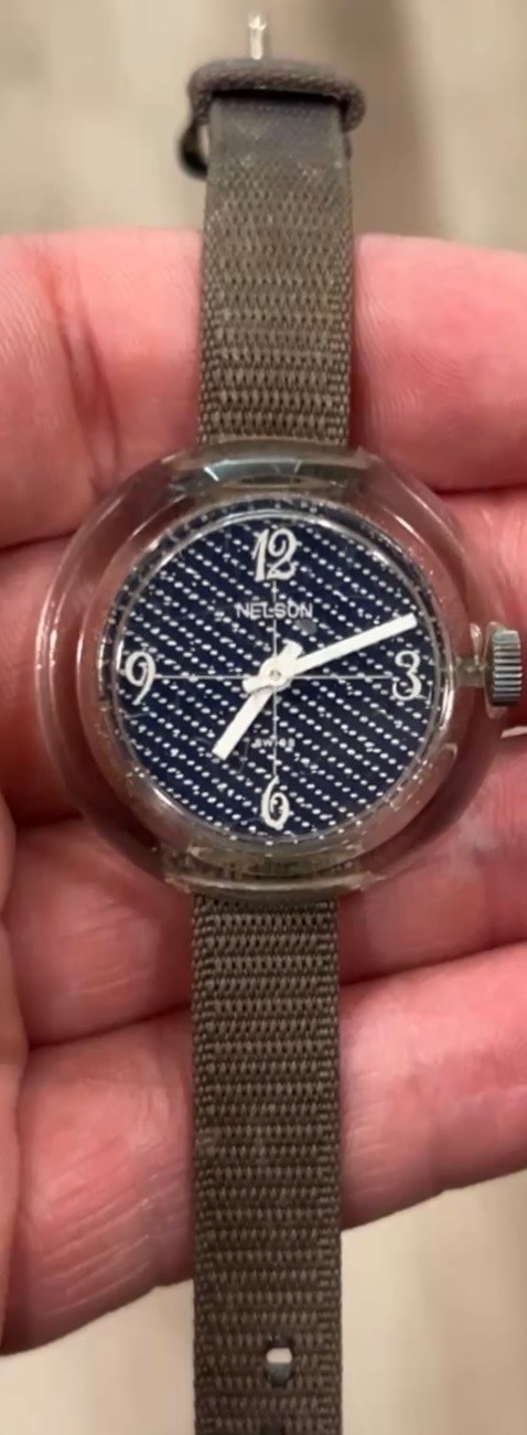 vintage Swiss see-through NELSON minimalist mechanical watch – working! nerdcore
