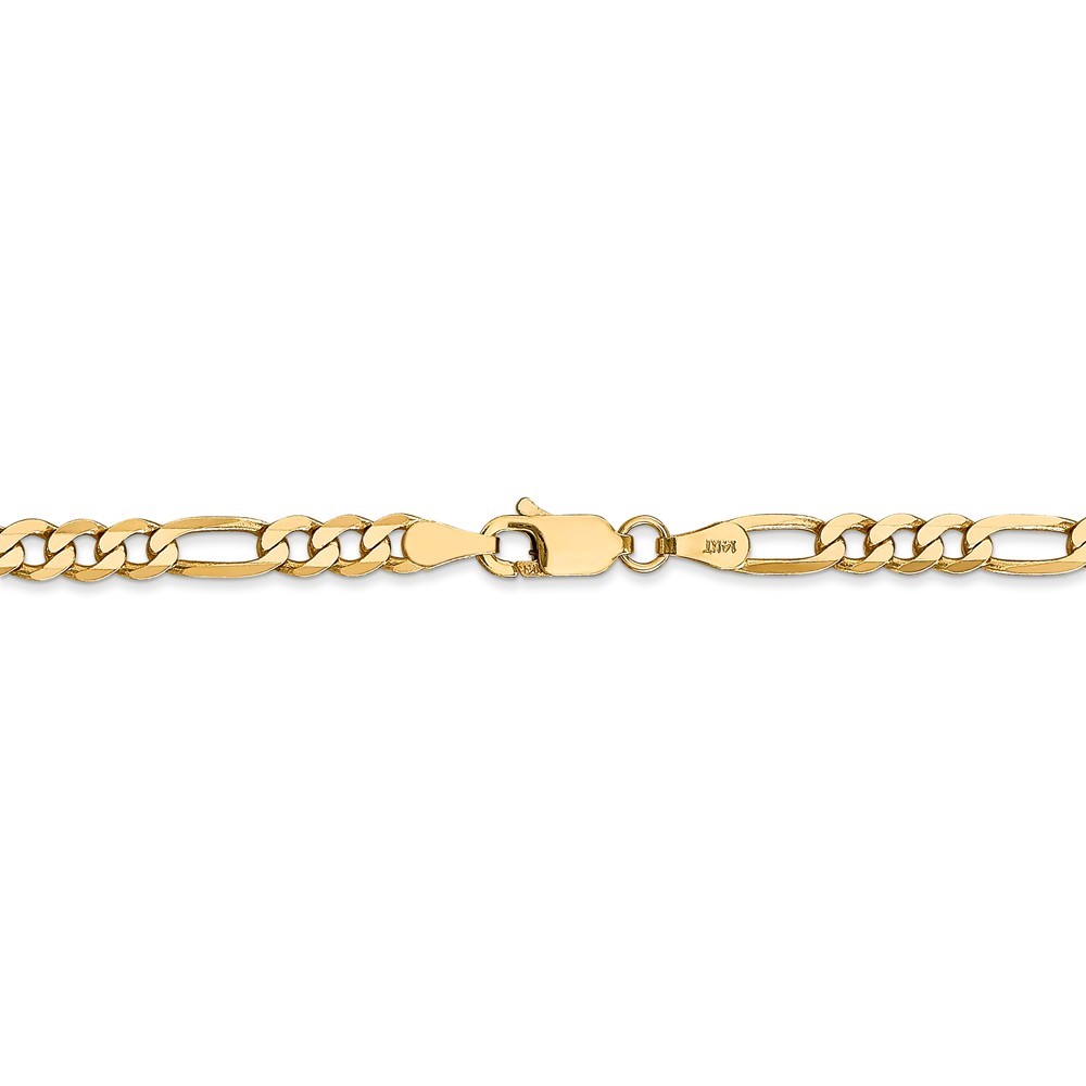 14k Yellow Gold 4mm Flat Figaro Link Chain Necklace 16 Inch ~