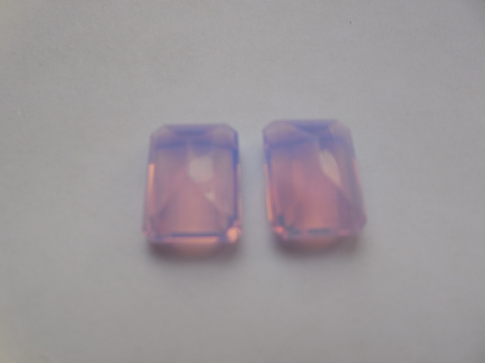 2 Pcs Lavender Chalcedony Faceted Top Front To Back Drilled Beads Rectangle Cut
