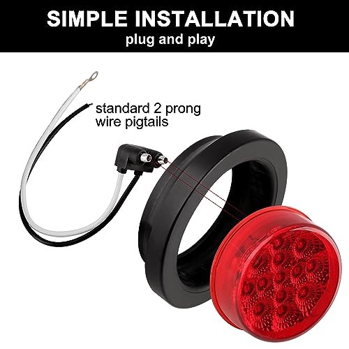 2.5″ Round LED Marker Lights 13 LEDs w/Reflectors, 10 Amber + 10 Red 2 1/2″