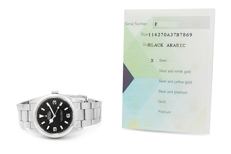 Rolex 36mm Explorer Stainless Steel Pre-owned Watch #114270 with Paper Year 2005