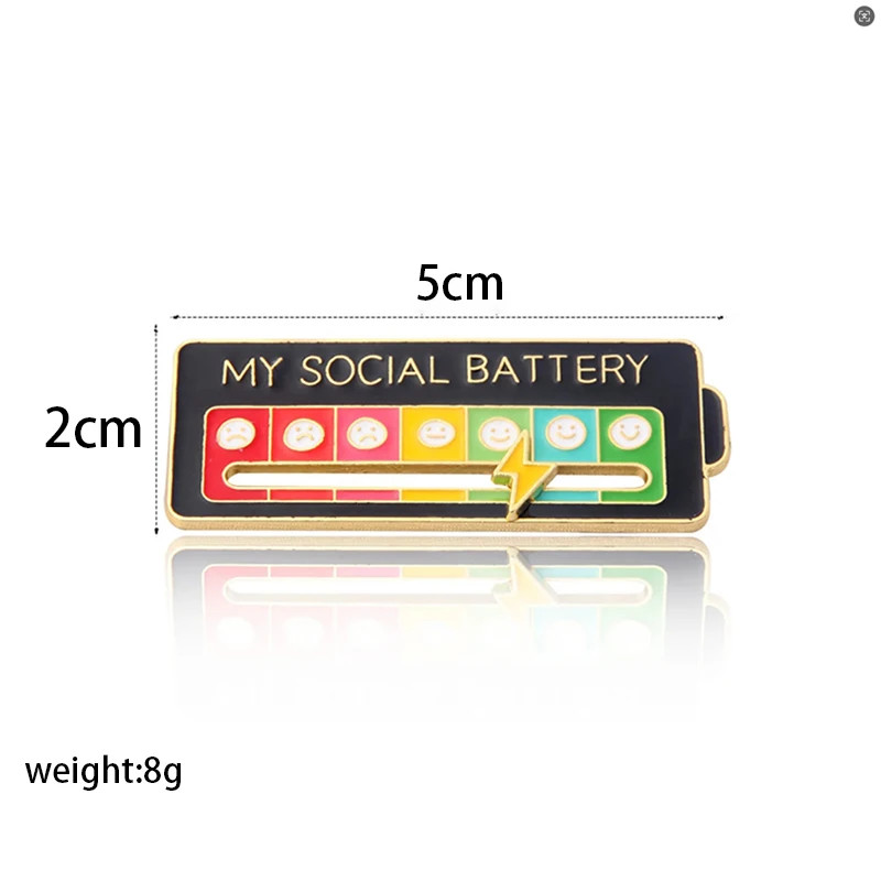 Mood Conversion Energy Brooch for Women Men My Social Battery Badge.