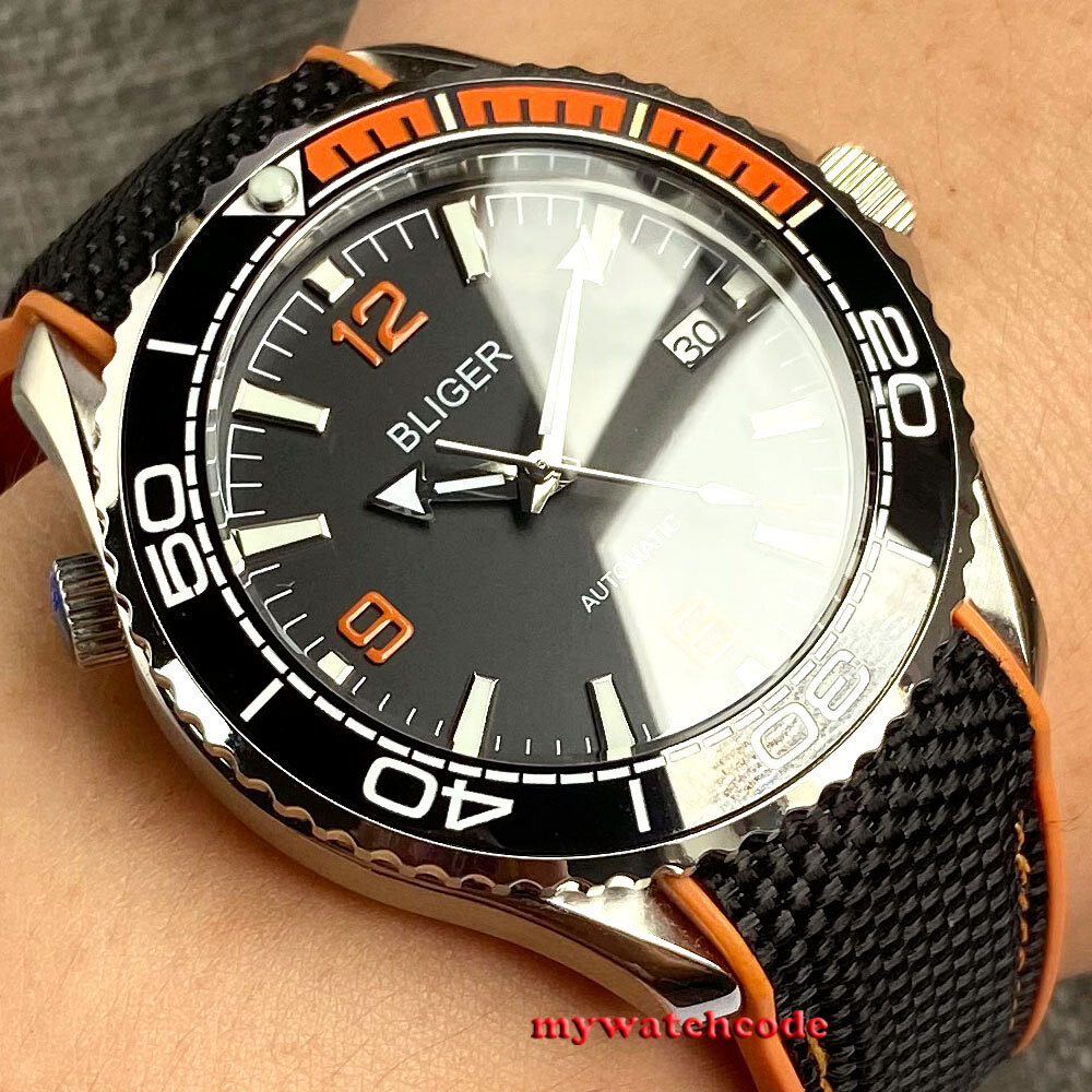41mm Bliger Black Dial Sapphire Glass 8215 Japan NH35A automatic mens watch