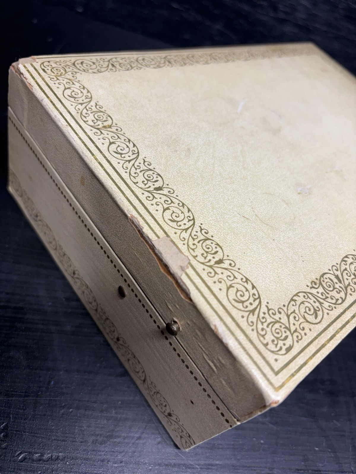 Vintage White/Cream Jewelry Box With Red Velvet Lining, Mirror And Key See Pics