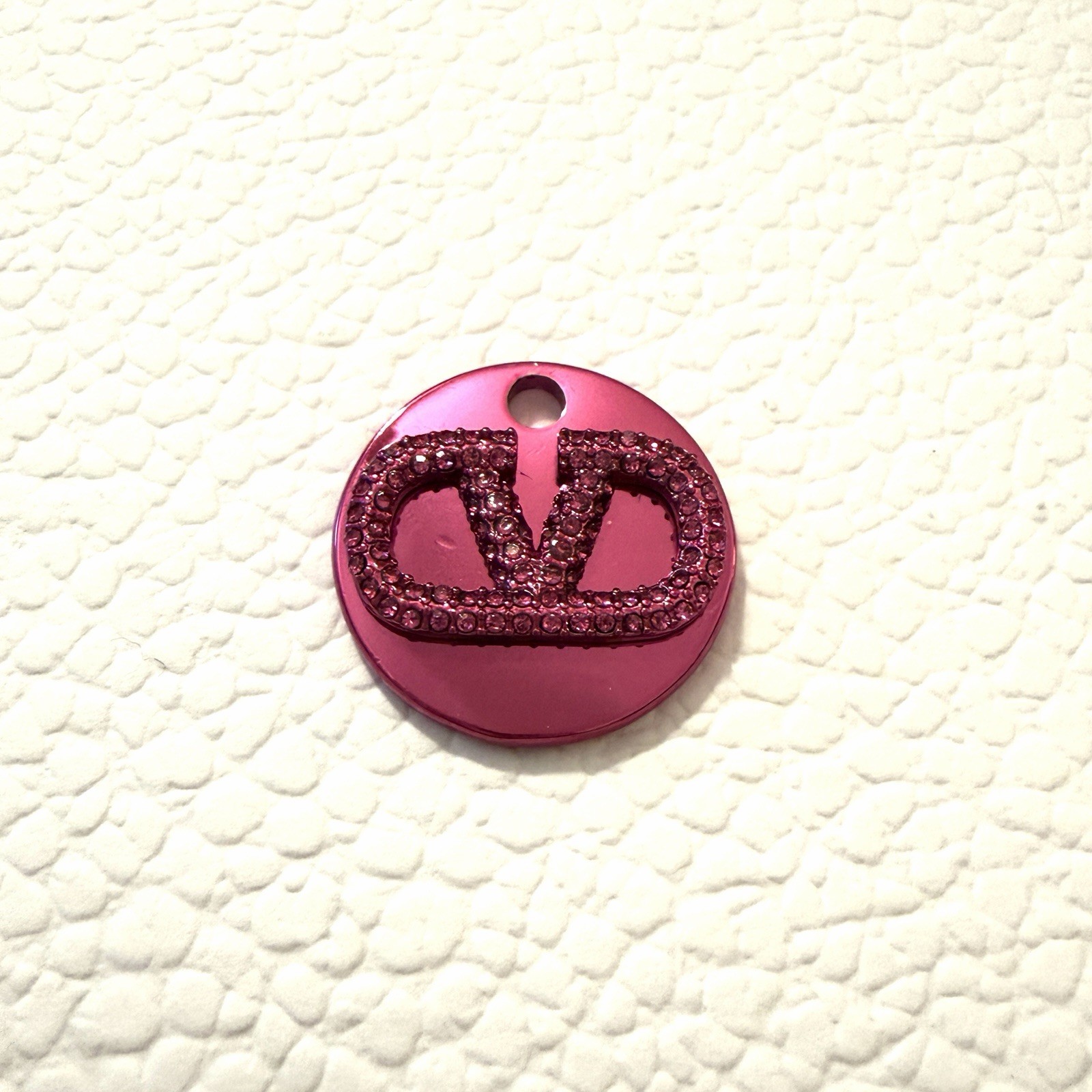Designer Valentino Zipper Pull Charm Pendant Dark Pink