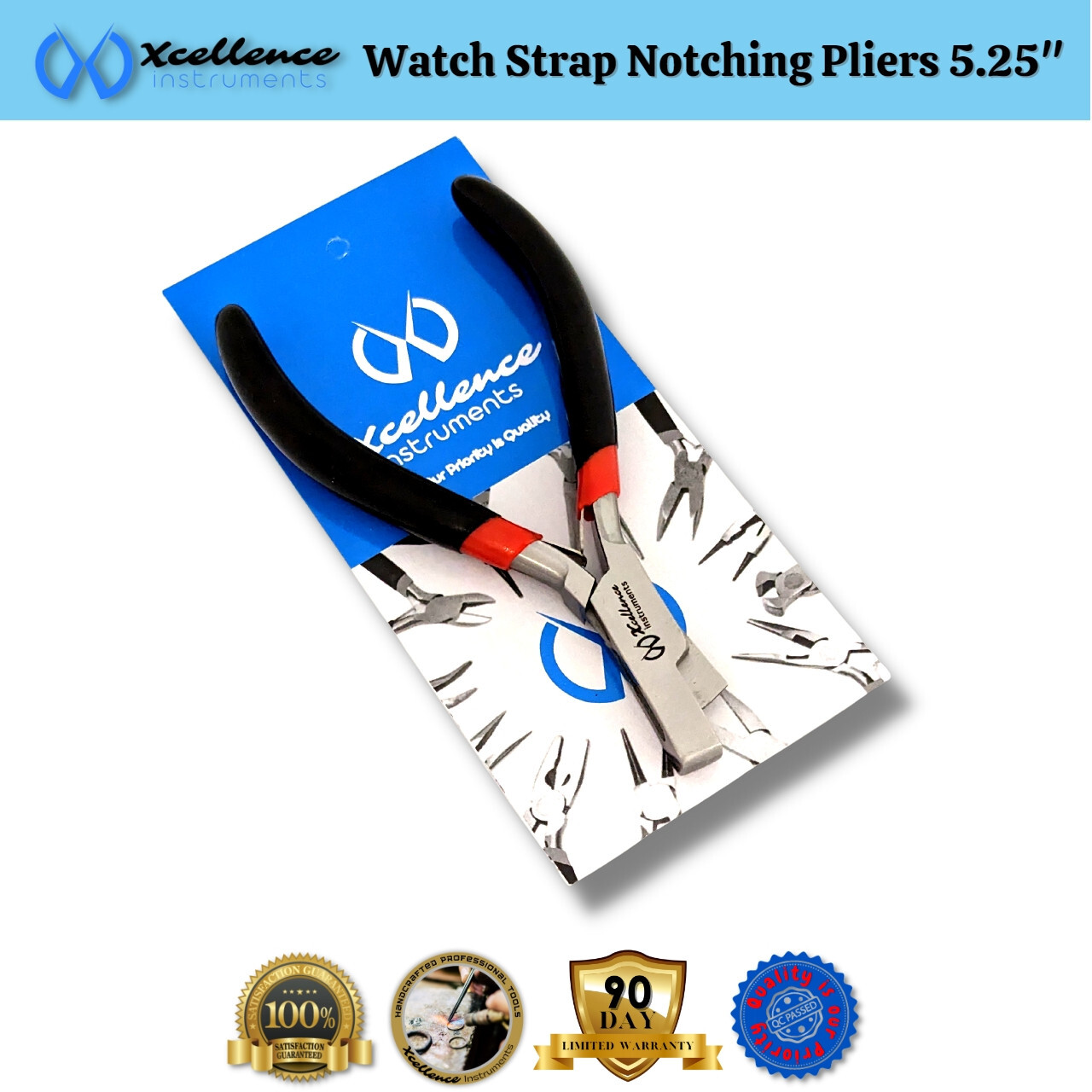 Xcellence Leather & Rubber Watch Strap Notching Pliers Repair Tools 5.25″ Black