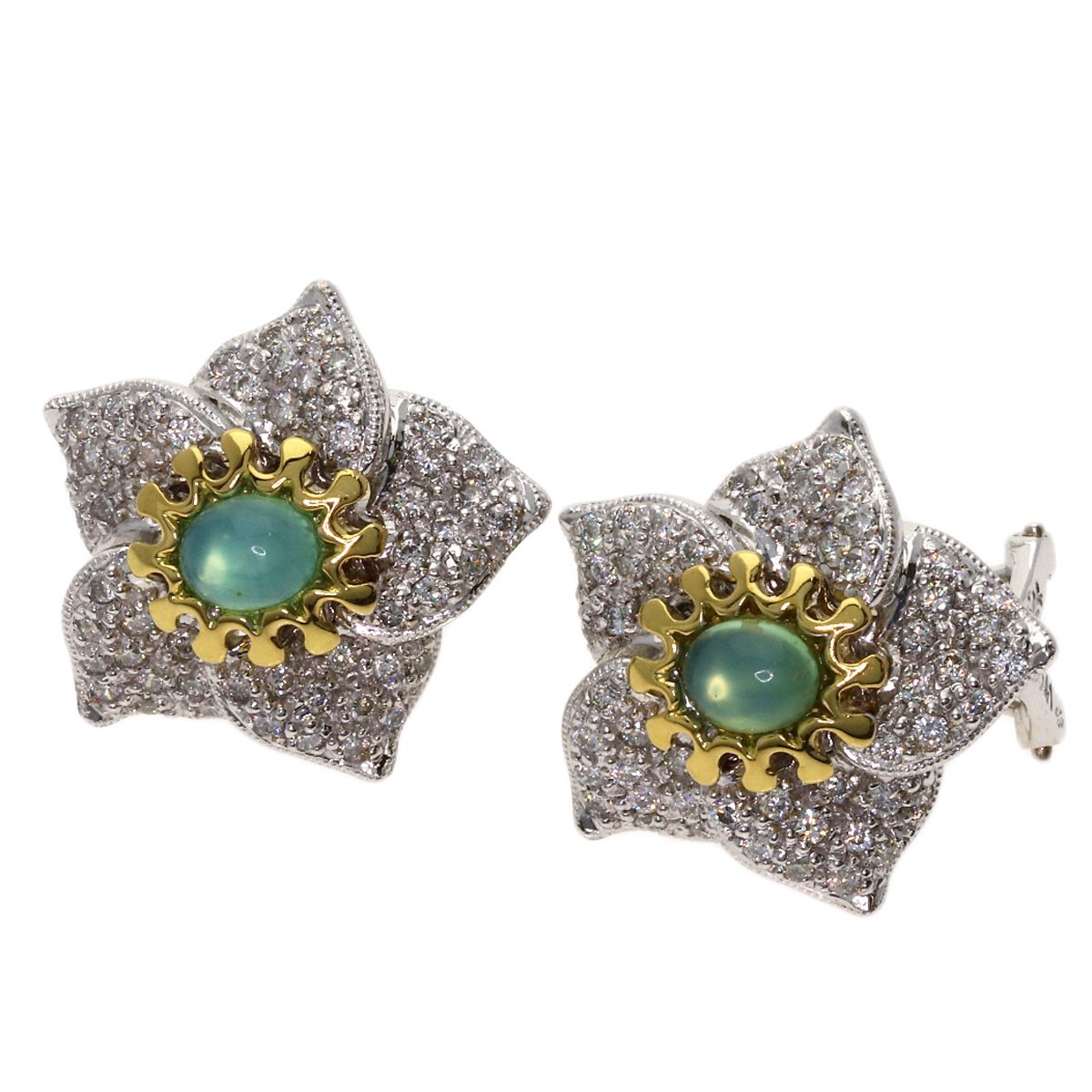 0.27ct Opal Diamond Earring K18 White Gold 11.8g