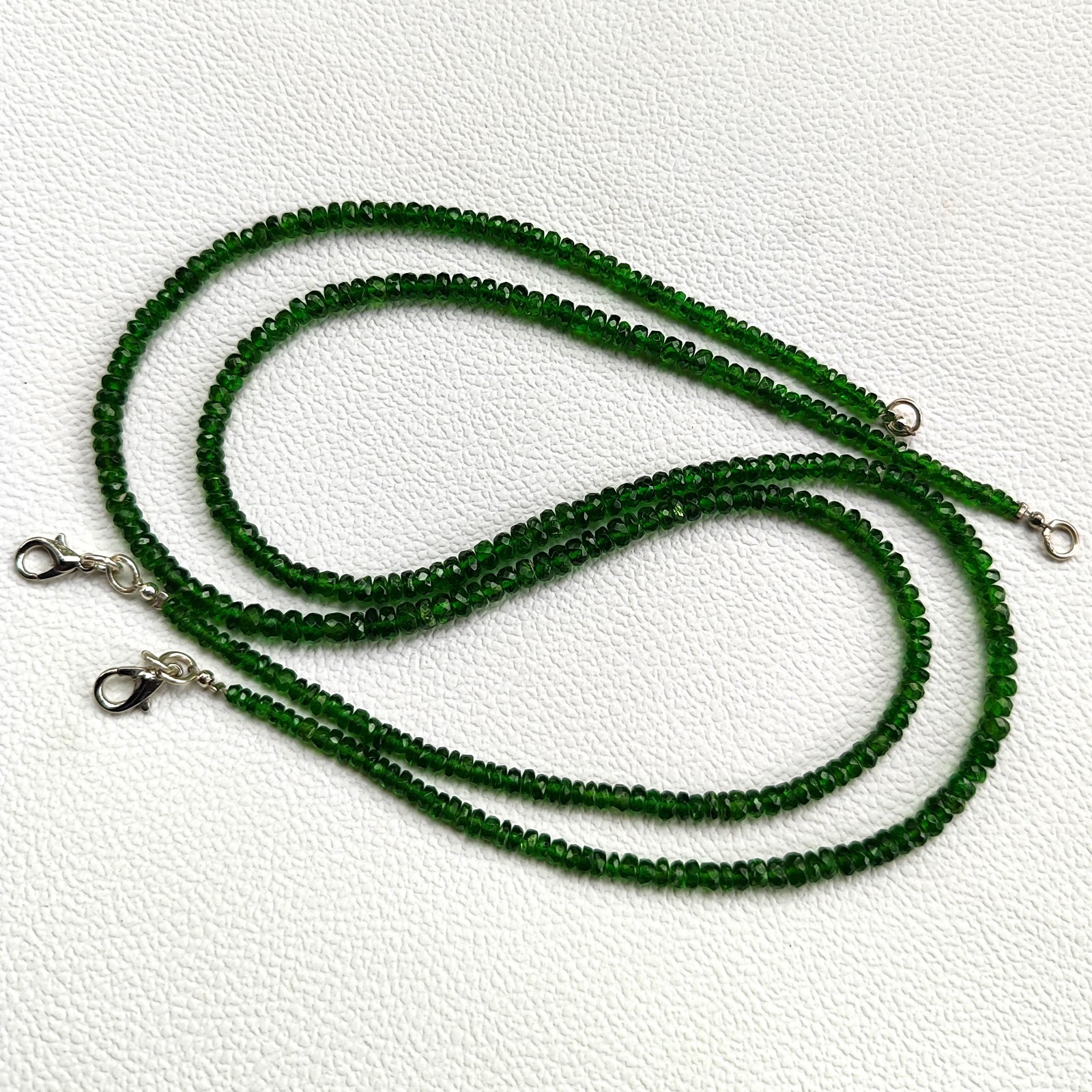 Chrome Diopside Faceted Rondelle Beads 16.5″ Necklace 3.5-4.5mm Gemstones