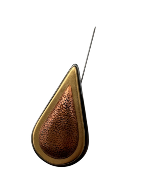 Yves Saint Laurent 1990s Pear Brooch Gold Enamel W1.6 × H2.8 in Vintage