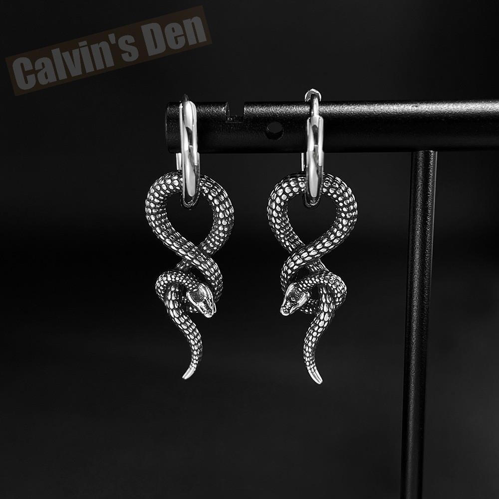 Stainless Steel Twisted Snake Earrings