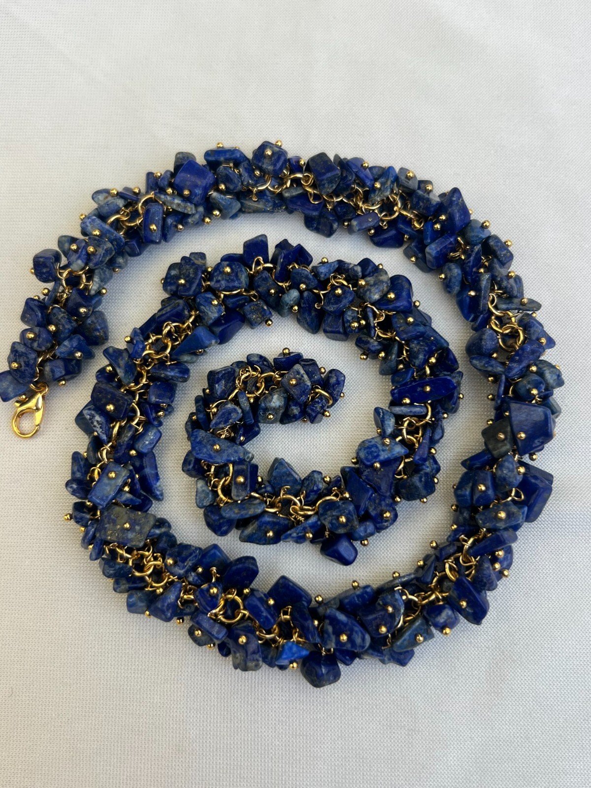 Lapis Uncut Necklace 18″ Set with Earrings & Bracelet – Jewelry Set