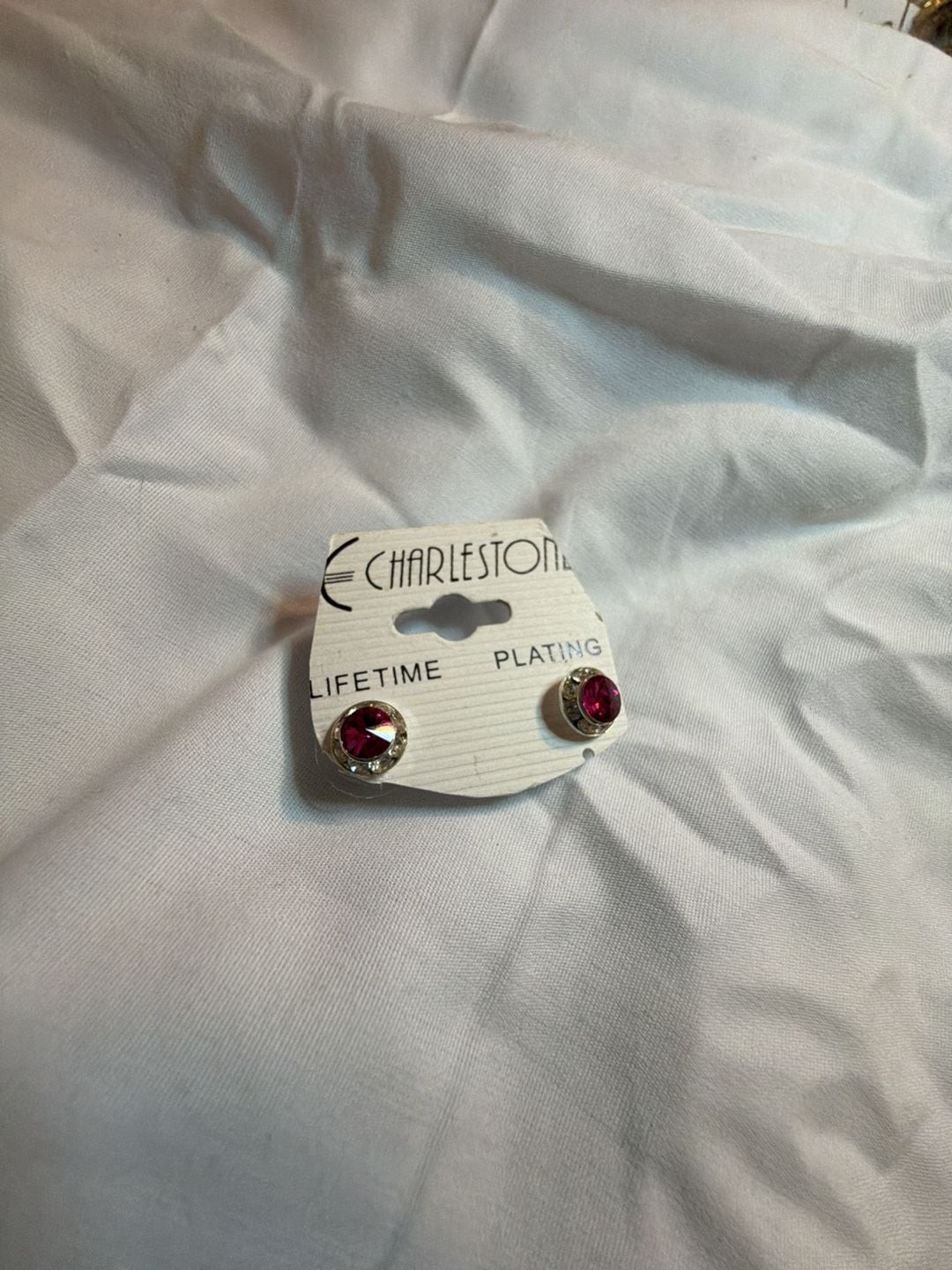 Charlestone Hot Pink Solitaire Stud Earrings