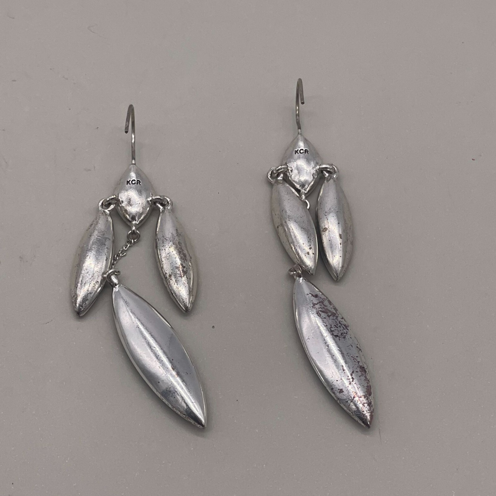 Vintage KCR Kenneth Cole Reaction Crystal Dangle Drop Earrings Retro Modern