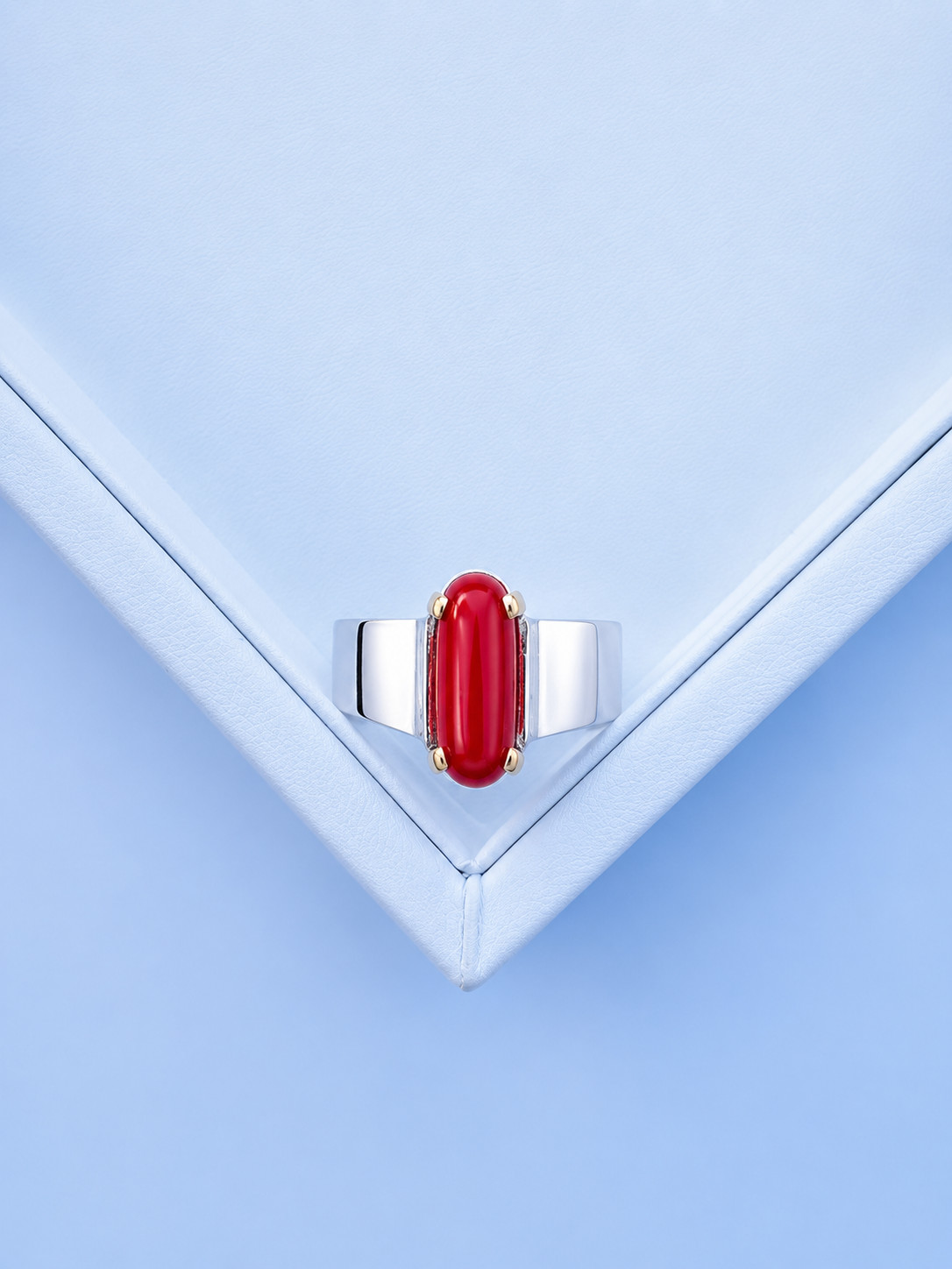 red coral ring sterling silver 925 Ring Capsule Coral October Birthstone Gift fo