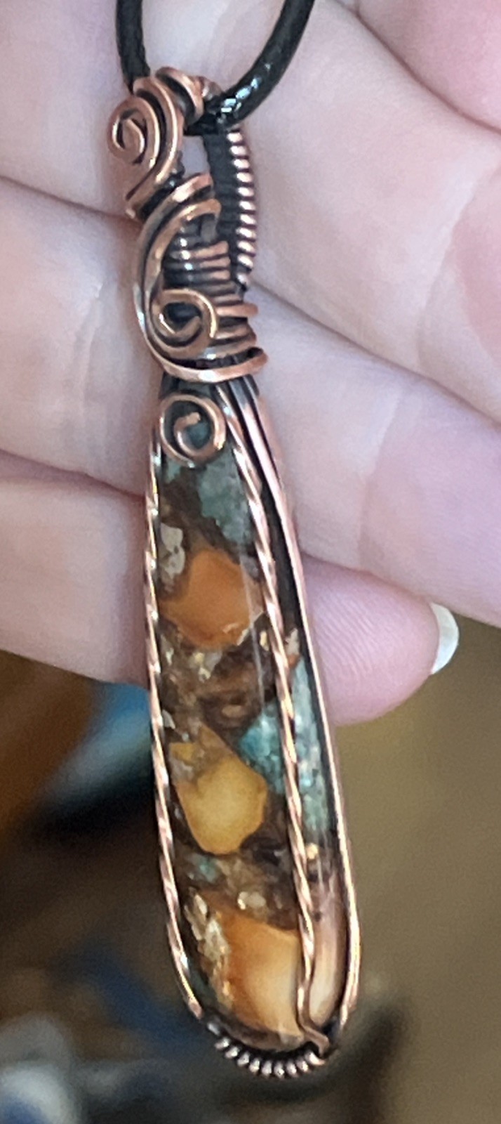 Sea Sediment Jasper ~ Handmade Copper wire wrapped pendant 12m