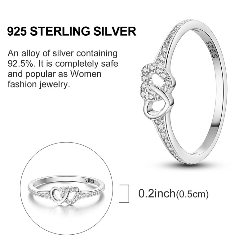 MULA S925 Sterling Silver Finger Ring AAA CZ Entangled Love For Women Jewelry