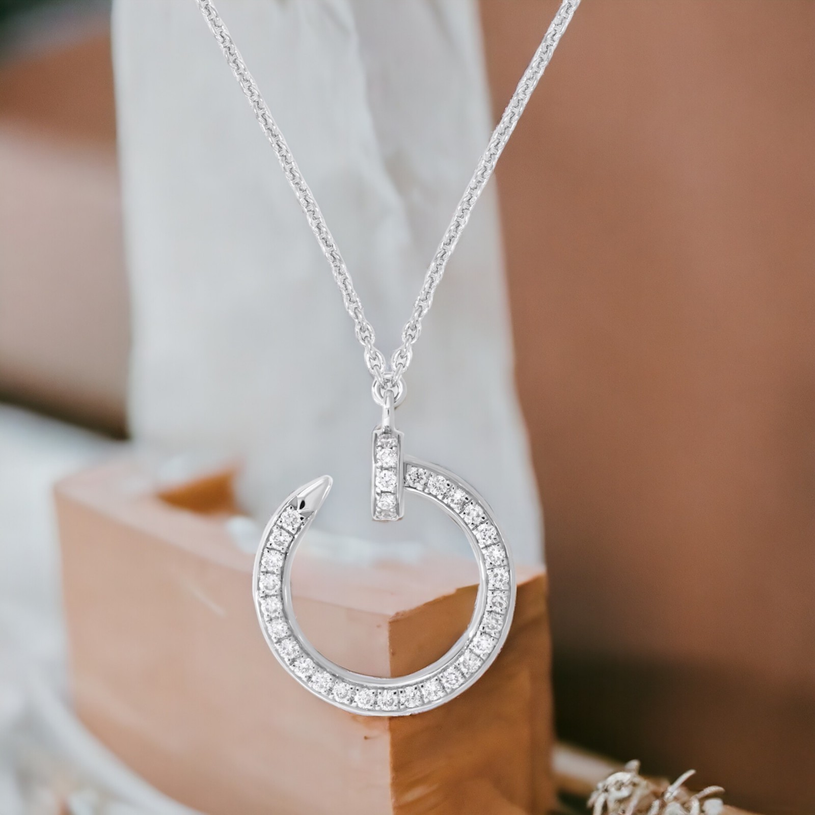 0.36 Ct F-G VS Round Lab Grown Diamond Pendant 14k White Gold Certified