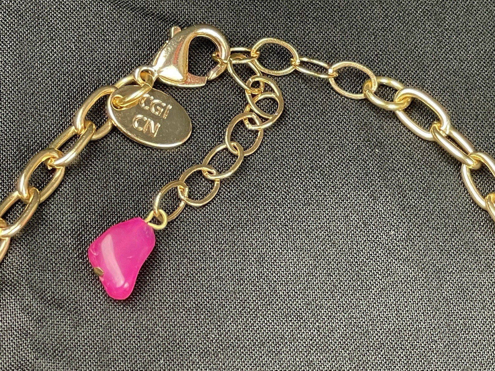 CGI CN Beautiful Statement Pink Gold Tone Necklace.