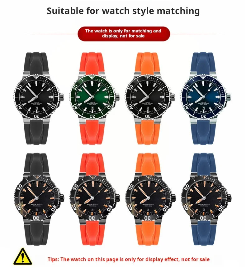 Oris Aquis 7740/7730 Fluoro Rubber Strap 24-12mm Convex Diving Waterproof