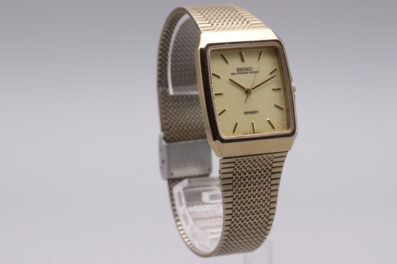 [Exc+5] Vintage Seiko Session 5E31-5A60 Gold Square Tank Mens Qz Watch JAPAN