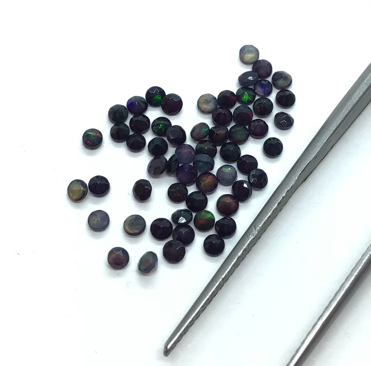 Black Fire Opal AAA Natural Ethiopian Round Cut Loose Gemstone For All Jewelry