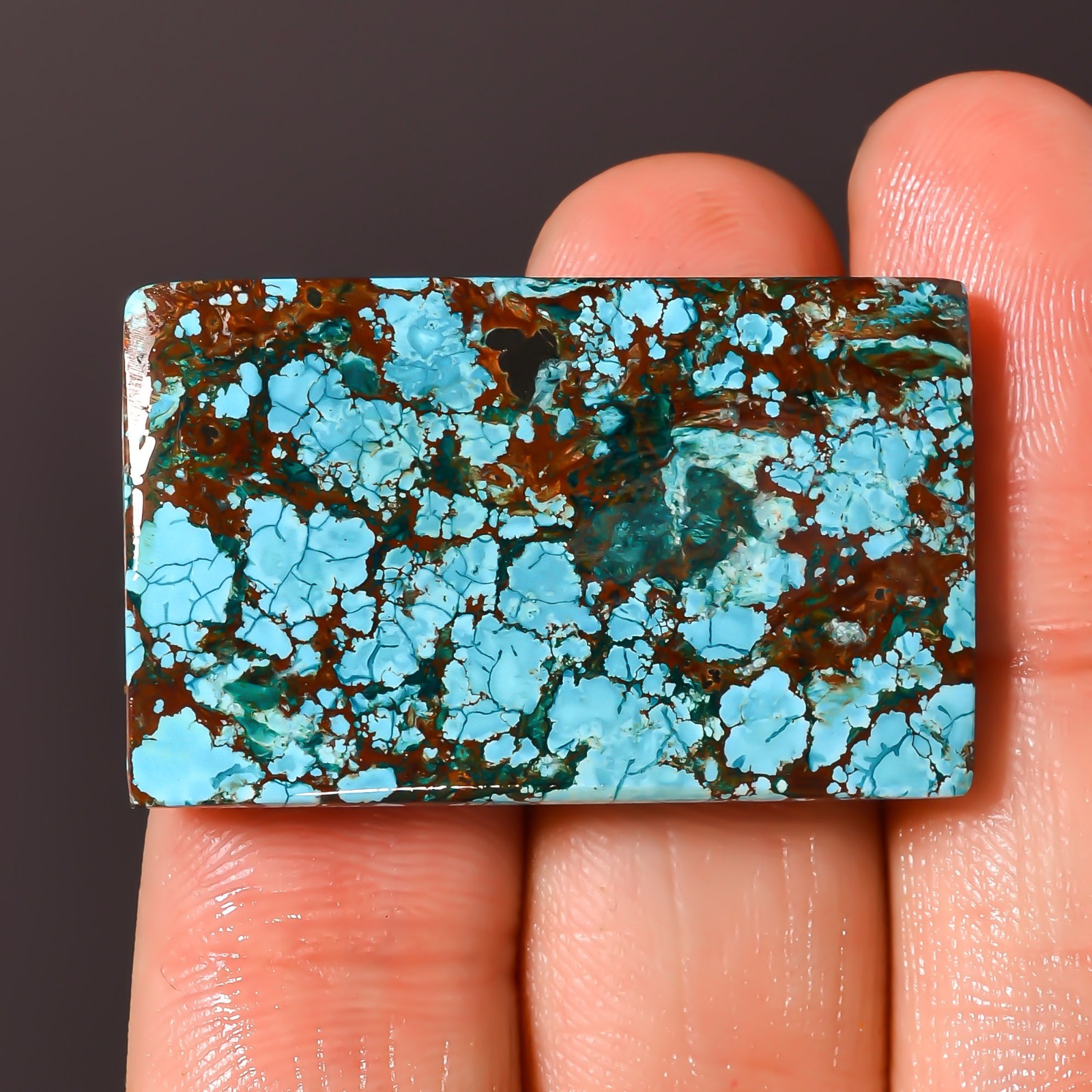 Tibet Turquoise 54.50Ct+ Cushion Shape Cabochon Natural 21x34x6mm Loose Gemstone