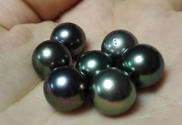 HUGE 13MM NATURAL TAHITIAN GENUINE ROUND BLACK LOOSE PEARL UNDRILLED