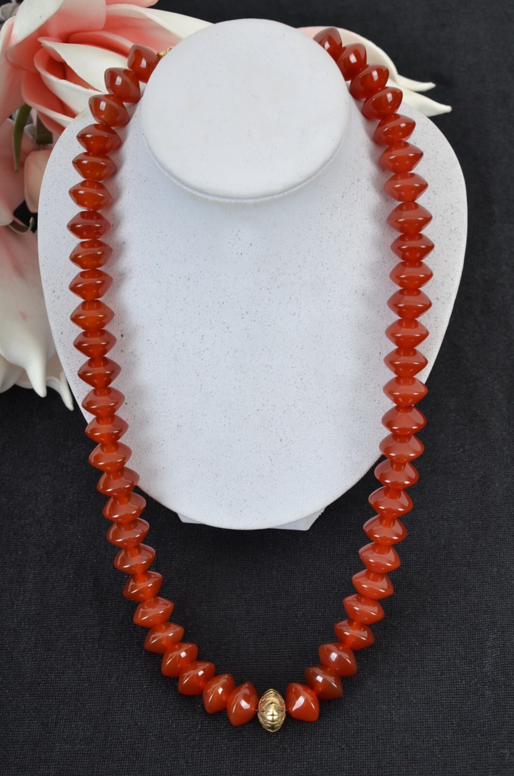 Real Pearl Necklace Agate Beads Terracotta 123g 52cm Long Gemstone Jewellery