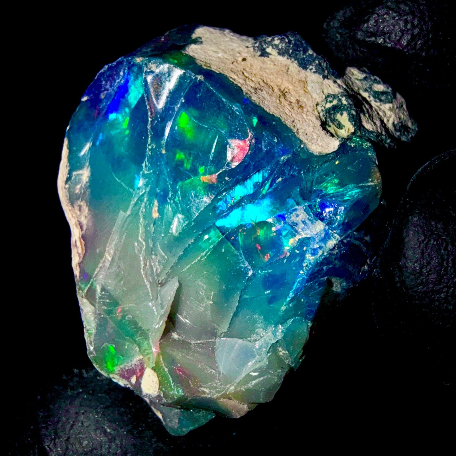 Ethiopian Fire Opal gemstone, Black Dry opal, Natural opal rough 24.5Ct 26×20 mm