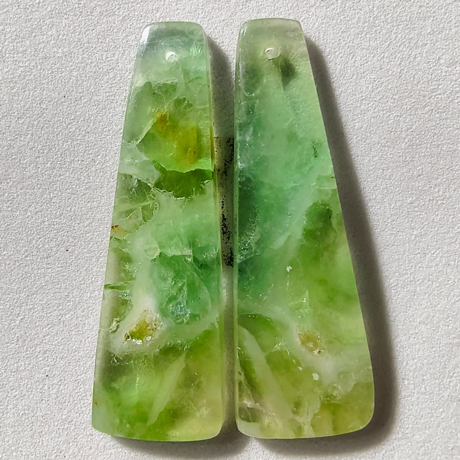 33 Cts Natural Fluorite Drilled Match Pair Cabochon Gemstone 36.5 X 11.8 MM