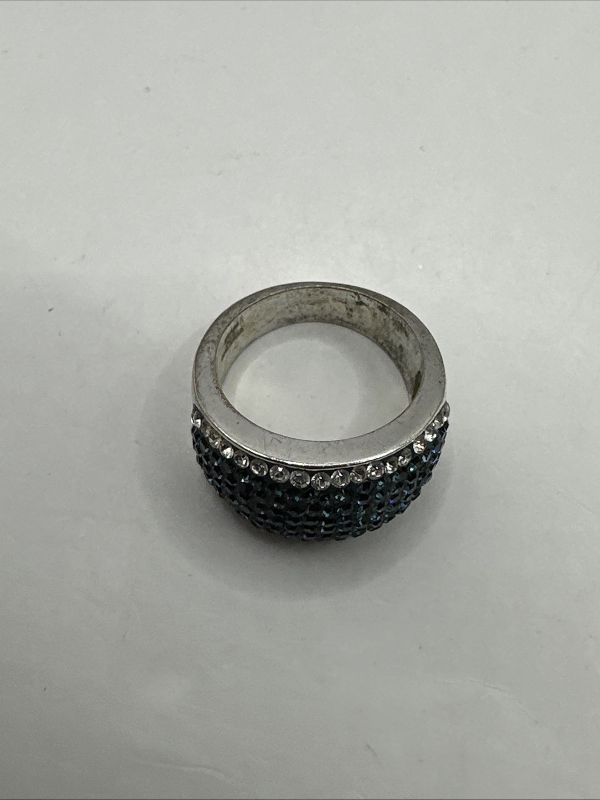 Silver Tone Jacmel JCM Brass Crystal Domed Pave Pageant Ring Sz 8