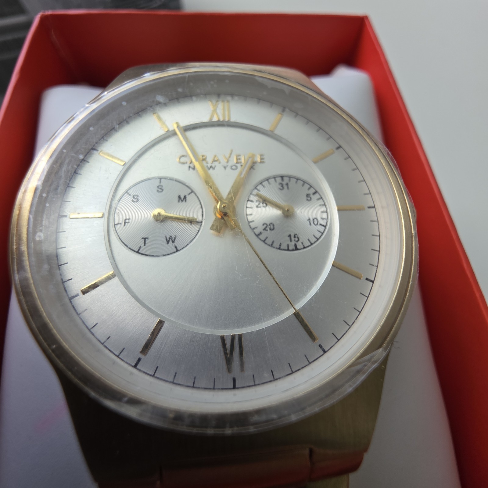 Caravelle New York Men’s Silver Dial Gold Stainless Steel Watch 44A109