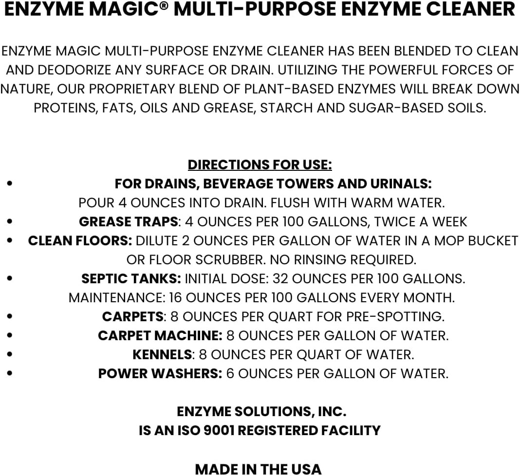 Multi-Purpose Enzyme Cleaner Concentrate 1 Gallon Plant-Based Stain & Odor