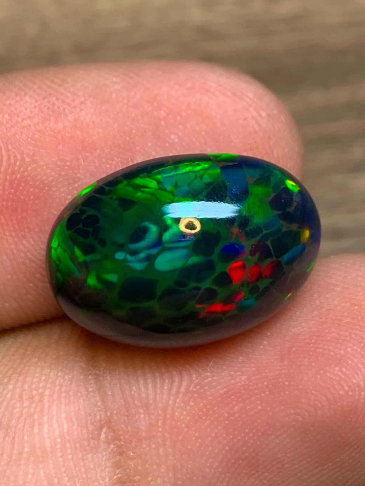 Ethiopian Honeycomb Black Opal 13x18mm Oval Cabochon 8.6crt Gemstone for Jewelry