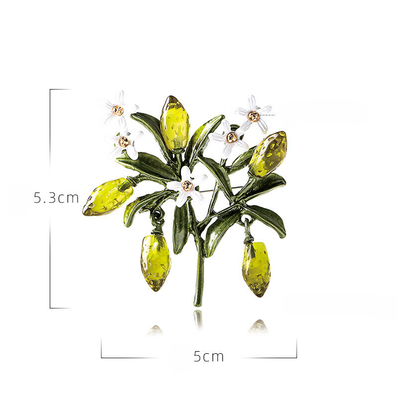 women vintage green plant flower brooch crystal fruit pins jewelry