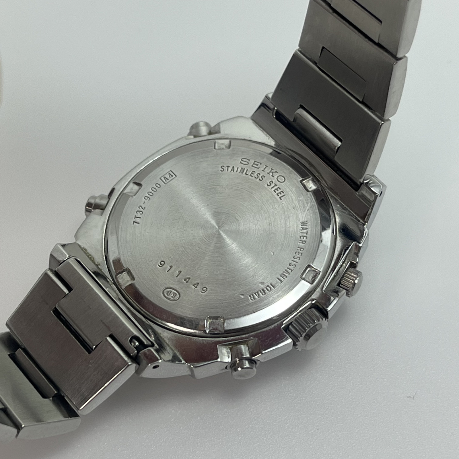 Seiko SUS Chronograph 7T32-9000 Qz Japan Alarm SS Vintage Watch #B791
