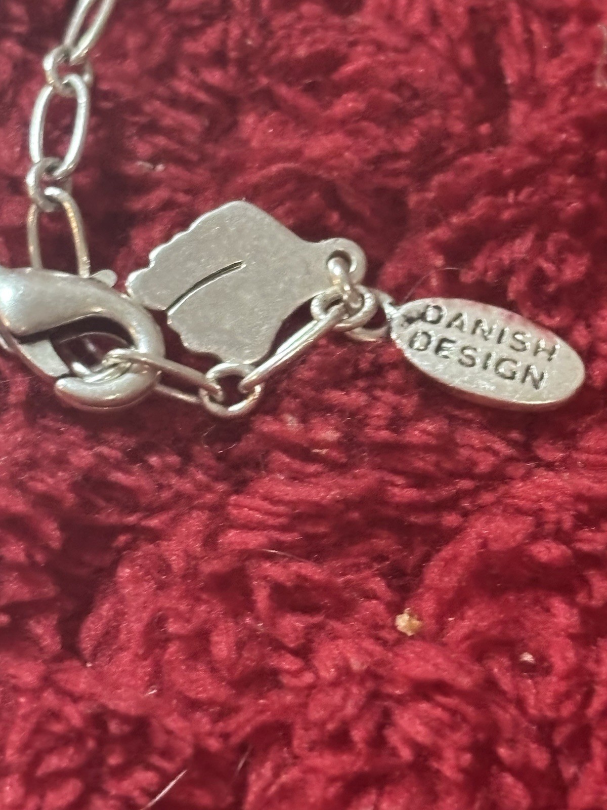 Pilgrim Danish Design Silver Tone Pendant Charm Necklace Mauve Crystal Signed